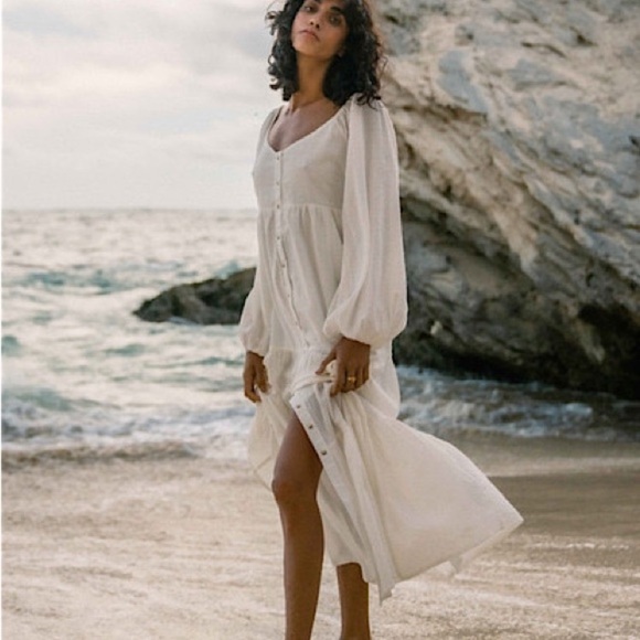 Billabong Starry Skies White Seersucker Maxi Dress